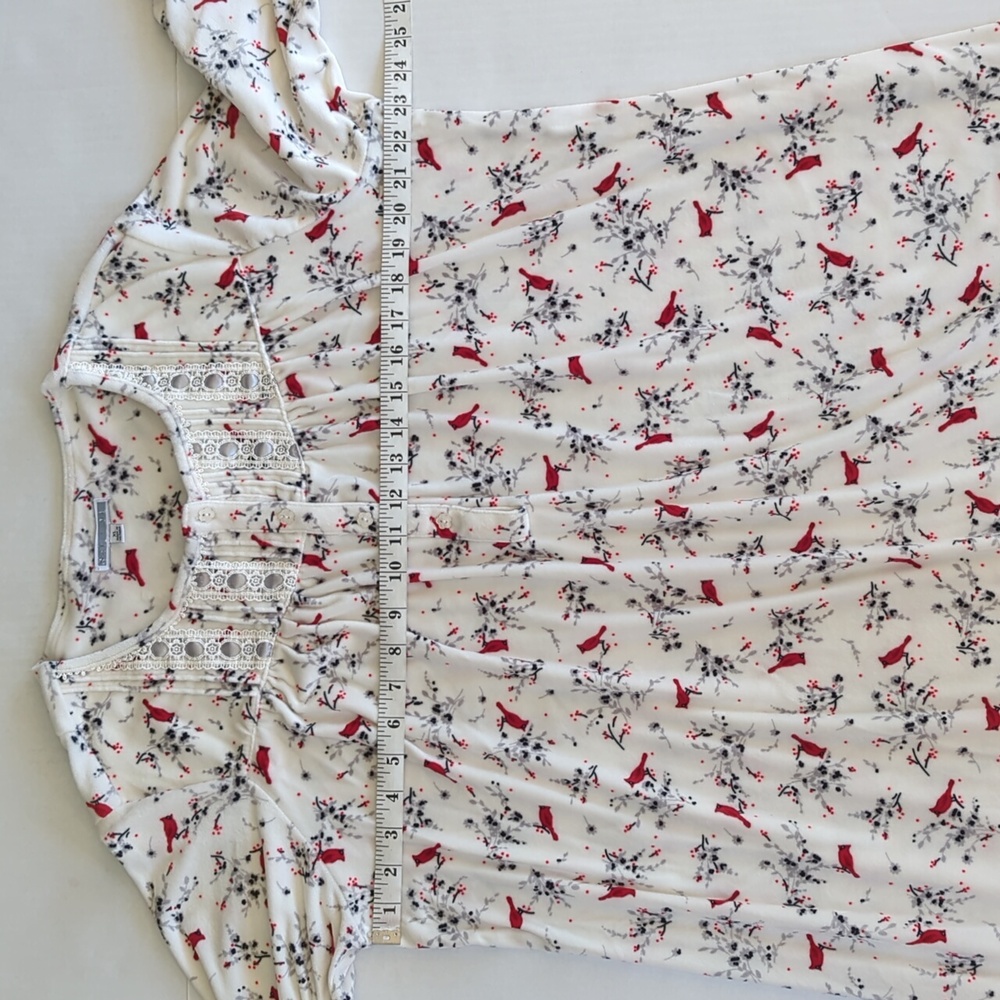 Secret Treasures Velour Long Sleeve Sleep Gown XL White Red Gray - Picture 14 of 16